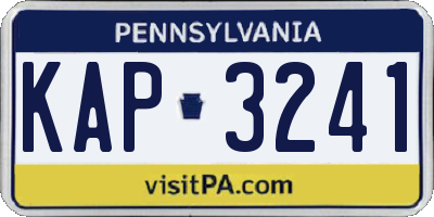 PA license plate KAP3241