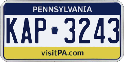 PA license plate KAP3243
