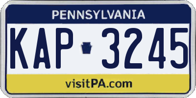 PA license plate KAP3245