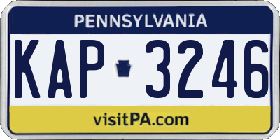 PA license plate KAP3246