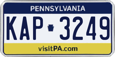 PA license plate KAP3249