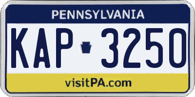 PA license plate KAP3250