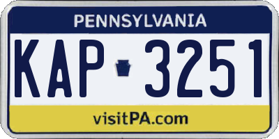 PA license plate KAP3251