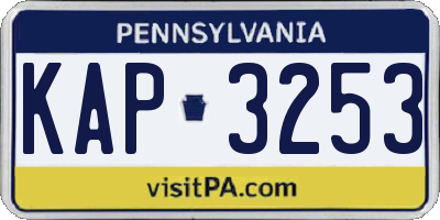 PA license plate KAP3253