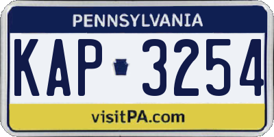 PA license plate KAP3254