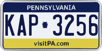PA license plate KAP3256