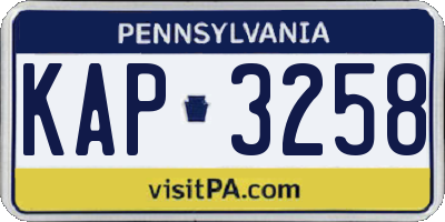 PA license plate KAP3258