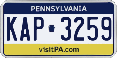 PA license plate KAP3259