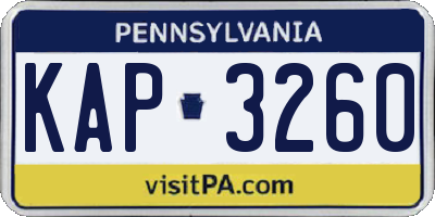 PA license plate KAP3260