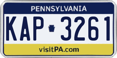 PA license plate KAP3261