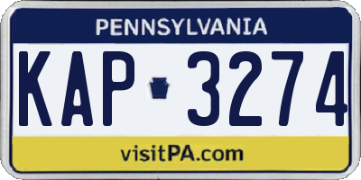 PA license plate KAP3274