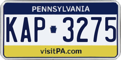 PA license plate KAP3275