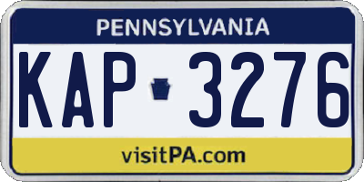 PA license plate KAP3276
