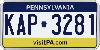 PA license plate KAP3281
