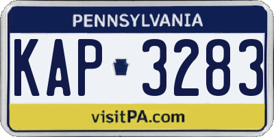 PA license plate KAP3283