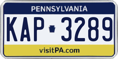 PA license plate KAP3289
