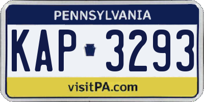 PA license plate KAP3293