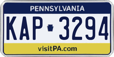 PA license plate KAP3294