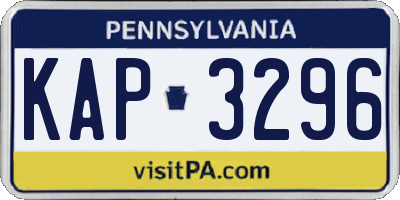PA license plate KAP3296