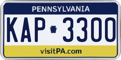 PA license plate KAP3300
