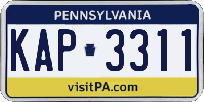 PA license plate KAP3311
