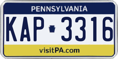 PA license plate KAP3316