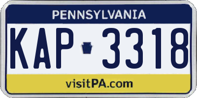 PA license plate KAP3318