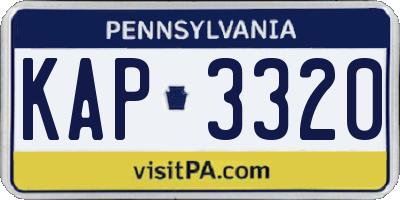 PA license plate KAP3320
