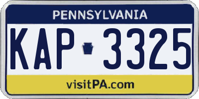 PA license plate KAP3325