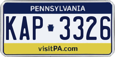 PA license plate KAP3326