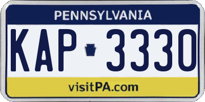 PA license plate KAP3330