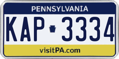PA license plate KAP3334
