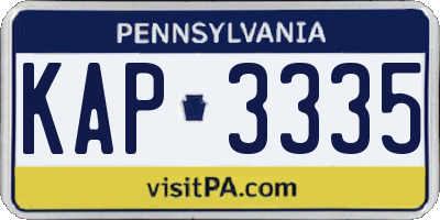 PA license plate KAP3335