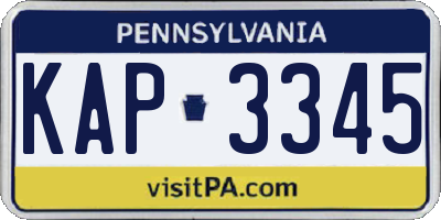 PA license plate KAP3345
