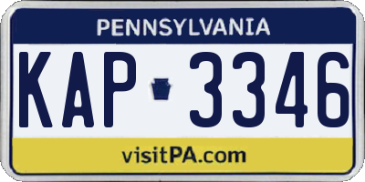 PA license plate KAP3346