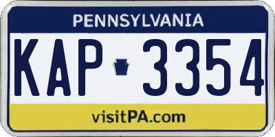 PA license plate KAP3354