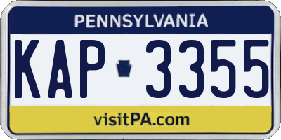 PA license plate KAP3355