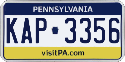 PA license plate KAP3356