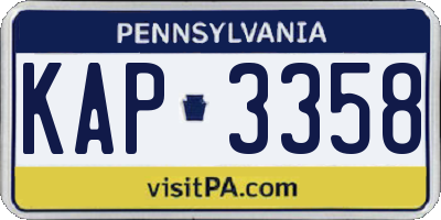 PA license plate KAP3358