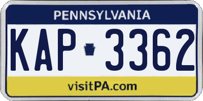 PA license plate KAP3362
