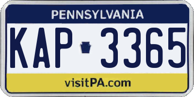 PA license plate KAP3365