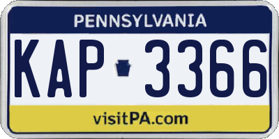 PA license plate KAP3366