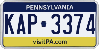PA license plate KAP3374