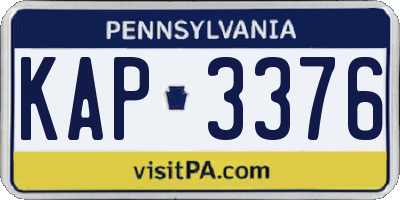 PA license plate KAP3376