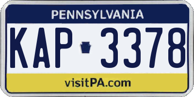 PA license plate KAP3378