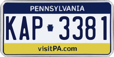 PA license plate KAP3381