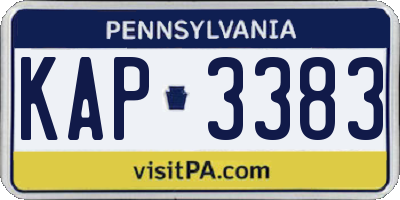 PA license plate KAP3383