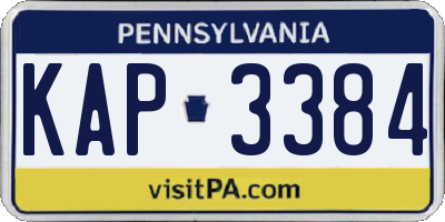 PA license plate KAP3384