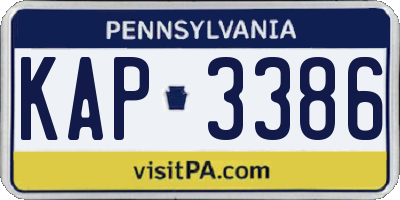 PA license plate KAP3386