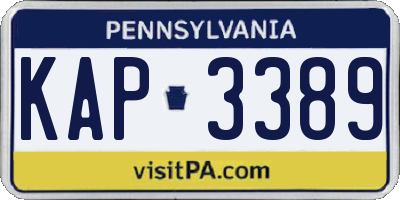 PA license plate KAP3389